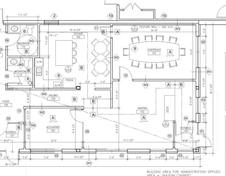 Floor plan of office layout.
